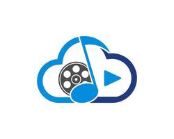 Cloud outline with music note and film media inside vector