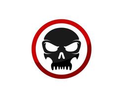 Red circle shape with simple skull inside vector