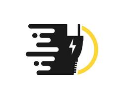 Fast symbol with electrical plug and lightning vector