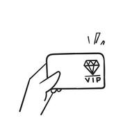 hand drawn doodle vip card icon illustration vector isolated