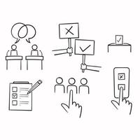 hand drawn doodle Simple Set of Voting Related Vector Line Icons illustration vector