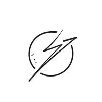 hand drawn doodle lightning power icon illustration vector
