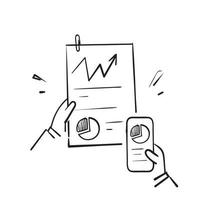 vector de ilustración de diagrama de datos de gráfico circular de doodle dibujado a mano