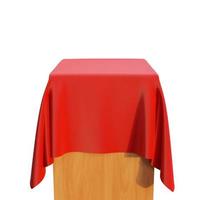 3d rendering podium with colorful silk fabric photo