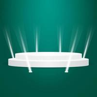 Podium and lights 3d illustration on gradient color background vector