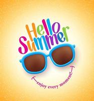 Summer Shades with Hello Summer Happy Colorful Concept in Cool Yellow Background for Summer Season. vector