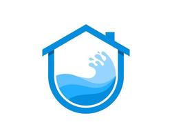 Simple house with beautiful beach wave inside vector