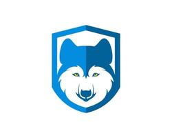 Shield with wolf head inside vector