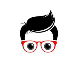 Geek cool boy with red eyeglasses vector