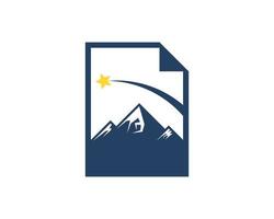 Paper document with mountain and shooting star inside vector