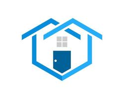 Abstract hexagonal shape with twin house vector