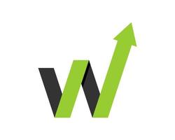W letter with growth arrow up vector