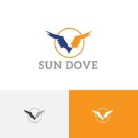 Circle Sun Pigeon Dove Bird Flying Wings Freedom Peace Logo vector