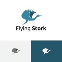Stork Heron Egret Hern Flying Wings Bird Nature Animal Logo vector