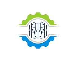 Abstract mechanical gear with technological brain inside vector