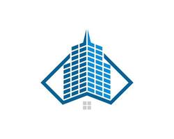 Square shape with building and house inside vector