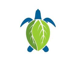 Simple turtle with nature leaf shell vector