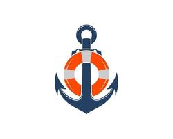 Nautical anchor with buoy inside vector