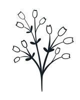 Doodle style twig with small flowers and leaves vector