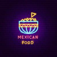 etiqueta de neón de comida mexicana vector