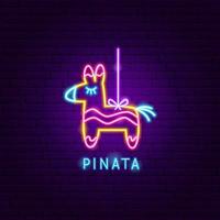 etiqueta de neón de piñata vector