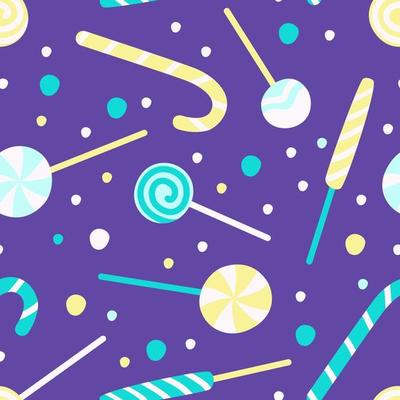 Seamless purple background from miscellaneous caramel on a stick