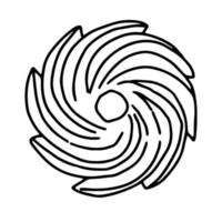 Round pie, the edge of the braid.Drawn pastry in the style of Doodle.Black and white image.Monochrome.Outline drawing by hand.Coloring.Vector image vector