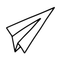 Paper airplane drawn in the style of Doodle.Outline drawing by hand.Black and white image.Monochrome.The figures in the paper.Playing with children.Vector illustration vector