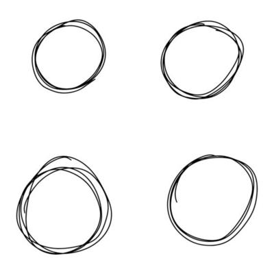 Doodle frame is round. A circle drawn by hand.Random graffiti. A set of round frames.Vector illustration