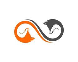 Infinity fox and wolf with orange and grey color vector