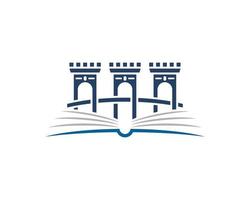 Abstract and simple book with bridge fortress inside vector