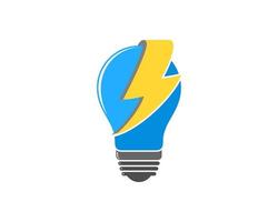 Blue bulb with electrical lightning inside vector