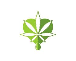 Simple love shape with cannabis and water drop inside vector