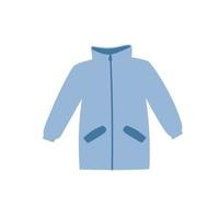 Blue winter coat. Warm clothes element. Doodle style. vector