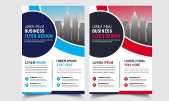 Flyer brochure design, business cover size A4 template, geometric shape red and blue color vector