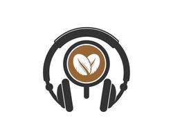 Music headphone with simple coffee cup inside vector