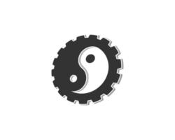 yin y yang en el logotipo de la rueda dentada vector