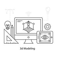 An editable design illustration of 3d modelling vector