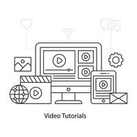 An illustration design of video tutorial vector