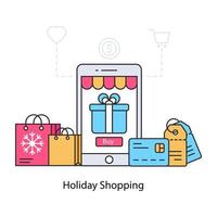 Conceptual flat design illustration of holiday shopping vector