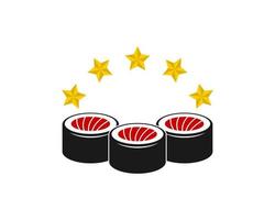 Three sushi with five stars on the top vector