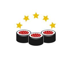 Three sushi with five stars on the top vector