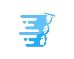 Fast laboratory bottle with DNA symbol inside vector