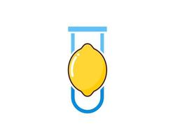 Simple bottle laboratory with fresh lemon inside vector