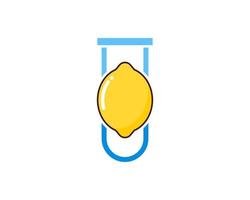 Simple bottle laboratory with fresh lemon inside vector