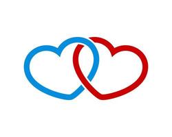 Love shape couple in red and blue color vector