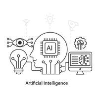 Artificial intelligence illustration, editable vector