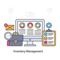 Ilustración de gestión de inventario en diseño único. vector