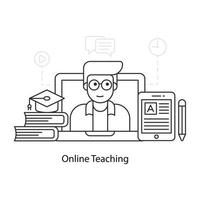 Trendy design illustration of online teaching vector