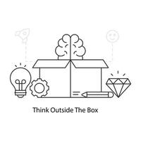 Think outside the box illustration, editable vector